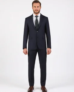Di'nucci Slim Fit Navy Woven Notch Lapel Wool Blend Suit