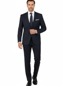 Di'nucci Slim Fit Navy Woven Notch Lapel Wool Blend Suit