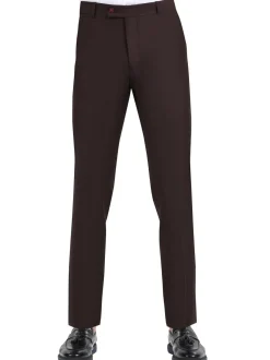 Di'nucci Slim Fit Solid Burgundy Peak Lapel Wool Blend Suit