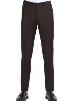 Di'nucci Slim Fit Solid Chocolate Brown Peak Lapel Wool Blend Suit