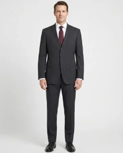 Dolce & Gabbana Mens Charcoal Textured Fully-Canvassed Notch Lapel Slim Fit 3-Button Wool Suit - 44L