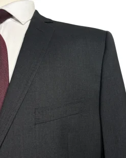 Dolce & Gabbana Mens Charcoal Textured Fully-Canvassed Notch Lapel Slim Fit 3-Button Wool Suit - 44L