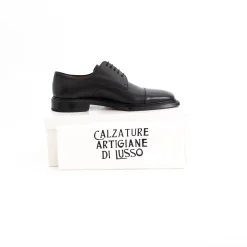 Emeraldi Mens Black Square Toe Oxford Nappa & Calfskin Leather Italian Dress Shoes