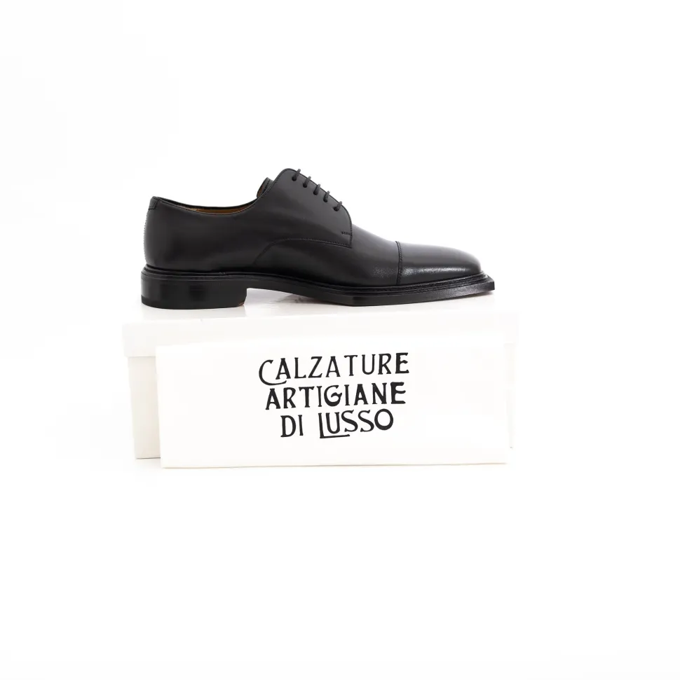 Emeraldi Mens Black Square Toe Oxford Nappa & Calfskin Leather Italian Dress Shoes