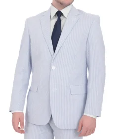 Emigre Classic Fit Blue Seersucker Blazer