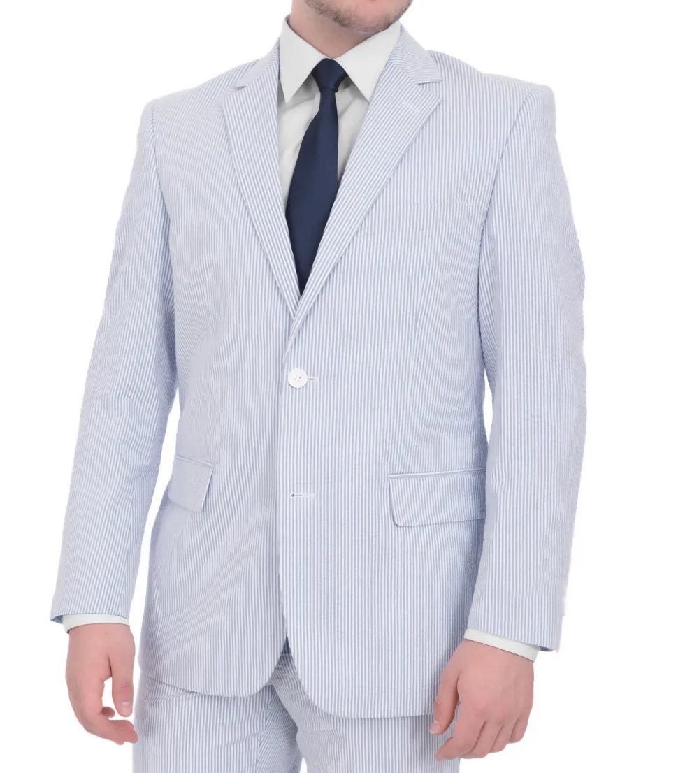Emigre Classic Fit Blue Seersucker Blazer