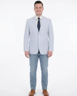 Emigre Classic Fit Blue Seersucker Blazer