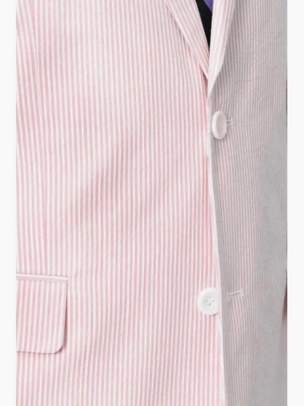 Emigre Classic Fit Pink Striped Two Button Cotton Seersucker Blazer Sportcoat