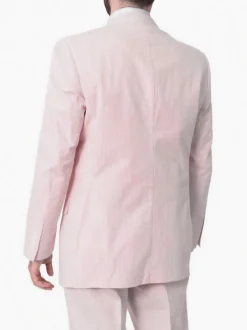 Emigre Classic Fit Pink Striped Two Button Cotton Seersucker Suit