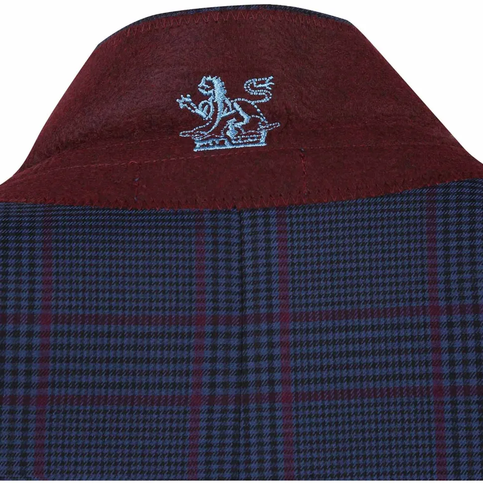 English Laundry Blue & Burgundy Houndstooth Plaid Slim Fit Notch Lapel Two button Stretch Suit