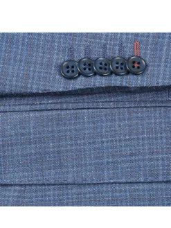 English Laundry Blue Check Slim Fit Notch Lapel Wool Blend Stretch 2 Button Suit