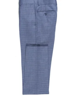 English Laundry Blue Check Slim Fit Notch Lapel Wool Blend Stretch 2 Button Suit