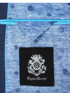 English Laundry Blue Plaid Slim Fit Notch Lapel Stretch Wool Blend 2 Button Suit