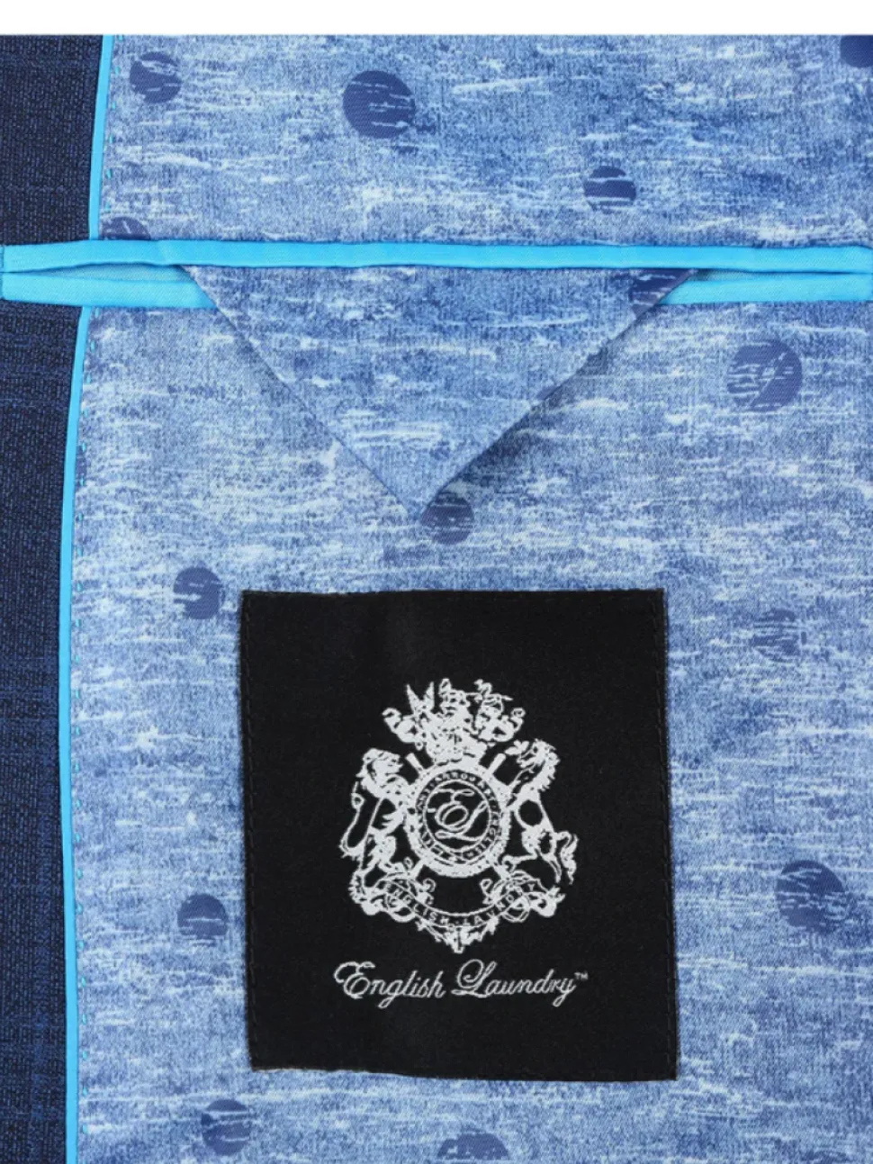 English Laundry Blue Plaid Slim Fit Notch Lapel Stretch Wool Blend 2 Button Suit