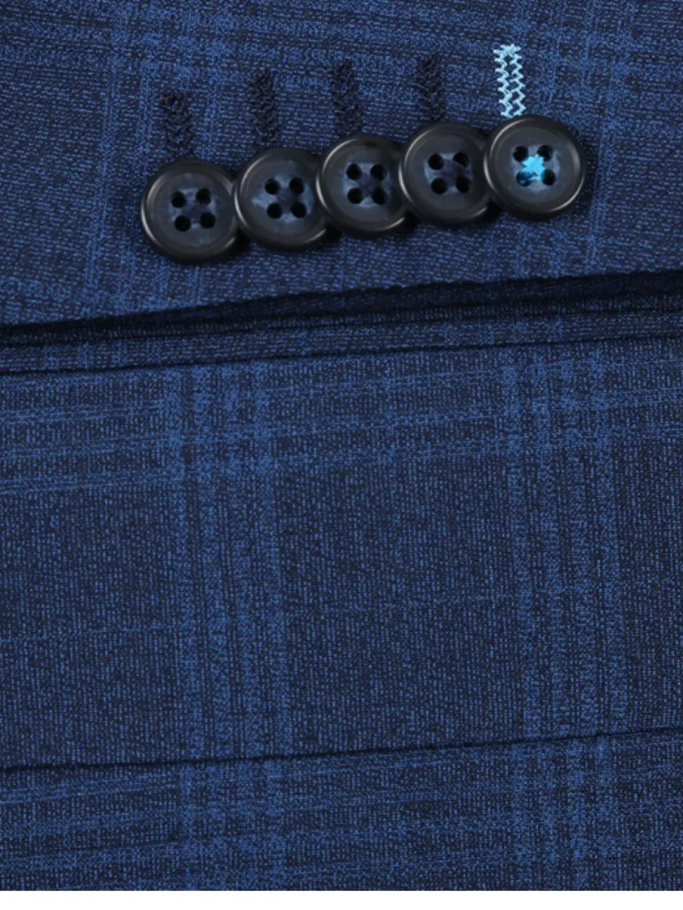 English Laundry Blue Plaid Slim Fit Notch Lapel Stretch Wool Blend 2 Button Suit