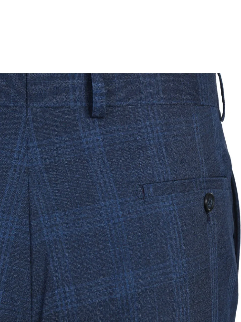 English Laundry Blue Plaid Slim Fit Notch Lapel Stretch Wool Blend 2 Button Suit