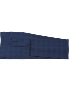 English Laundry Blue Plaid Slim Fit Notch Lapel Stretch Wool Blend 2 Button Suit