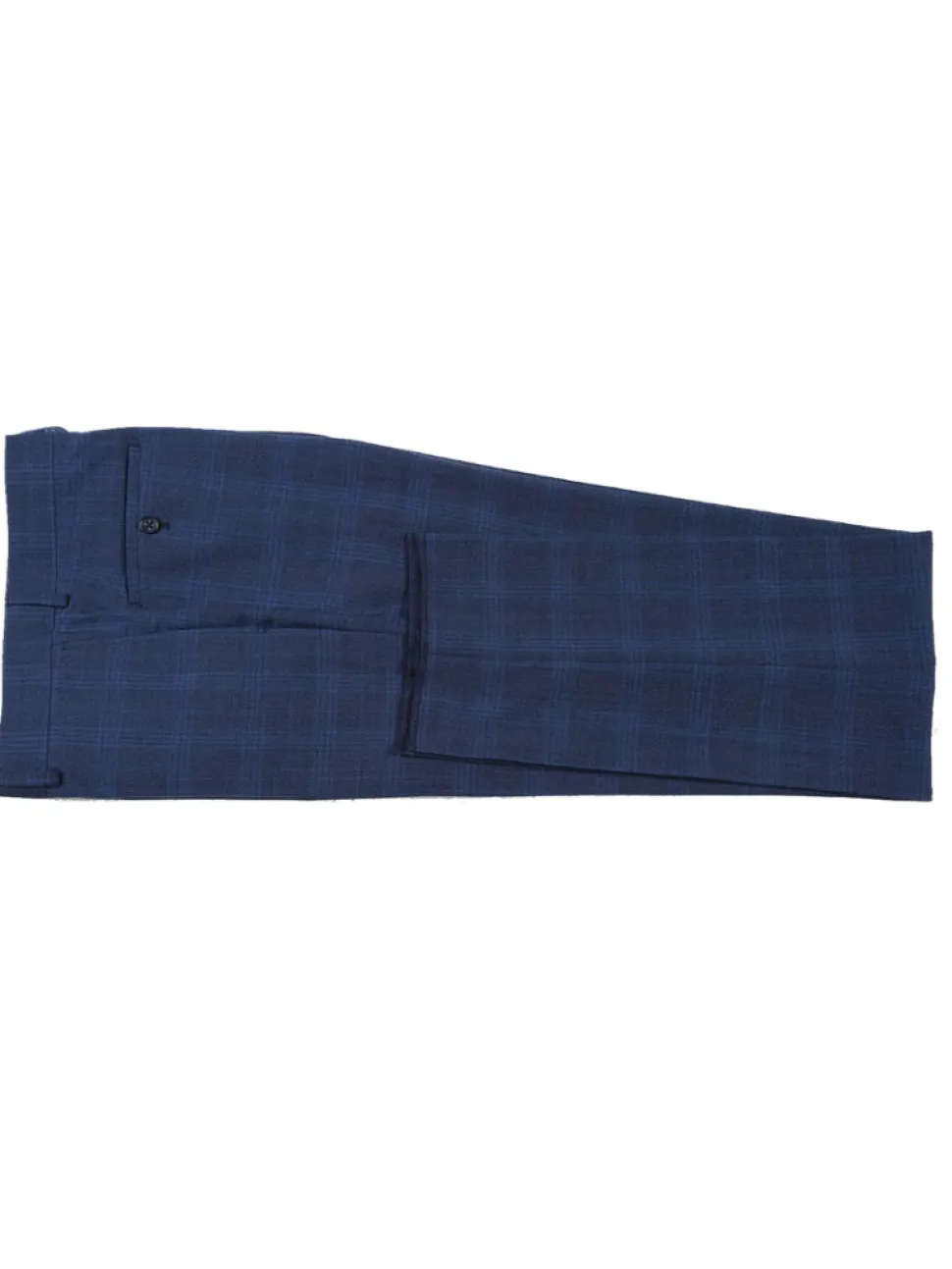 English Laundry Blue Plaid Slim Fit Notch Lapel Stretch Wool Blend 2 Button Suit