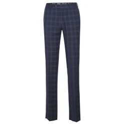 English Laundry Blue & Tan Windowpane Slim Fit Notch Lapel 2 Button Stretch Suit