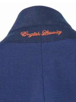 English Laundry Blue Textured Slim Fit Notch Lapel Stretch Wool 2-Button Suit