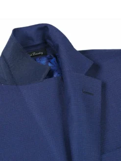 English Laundry Blue Textured Slim Fit Notch Lapel Stretch Wool 2-Button Suit