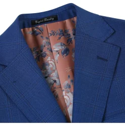 English Laundry Blue Tonal Windowpane Slim Fit Notch Lapel 2 Button Wool Suit
