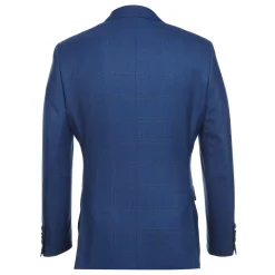 English Laundry Blue Tonal Windowpane Slim Fit Notch Lapel 2 Button Wool Suit