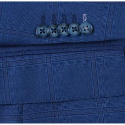 English Laundry Blue Tonal Windowpane Slim Fit Notch Lapel 2 Button Wool Suit