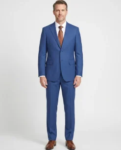 English Laundry Blue Tonal Windowpane Slim Fit Notch Lapel 2 Button Wool Suit