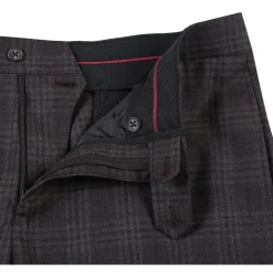 English Laundry Brown Tonal Plaid Slim Fit Peak Lapel 2-Button Wool Suit