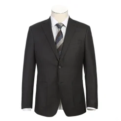 English Laundry Brown Weave Slim Fit Notch Lapel Wool Suit With Patch Pockets