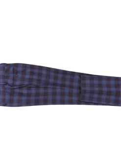 English Laundry Burgundy And Navy Plaid Slim Fit Notch Lapel Stretch Wool Suit