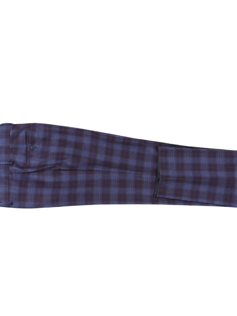 English Laundry Burgundy And Navy Plaid Slim Fit Notch Lapel Stretch Wool Suit