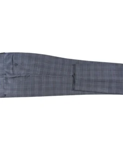 English Laundry Charcoal Gray Plaid Slim Fit Peak Lapel Wool Blend Stretch 2 Button Suit