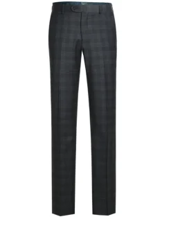 English Laundry Charcoal Gray Plaid Slim Fit Peak Lapel Wool Blend Stretch 2 Button Suit