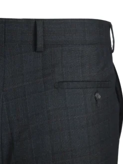 English Laundry Dark Navy Check Slim Fit Peak Lapel 2-Button Wool Suit