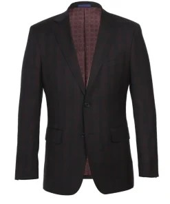 English Laundry Dark Navy With Burgundy Check Slim Fit 2 Button Stretch Suit