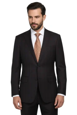 English Laundry Dark Navy With Burgundy Check Slim Fit 2 Button Stretch Suit
