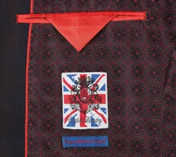 English Laundry Dark Navy With Burgundy Check Slim Fit 2 Button Stretch Suit