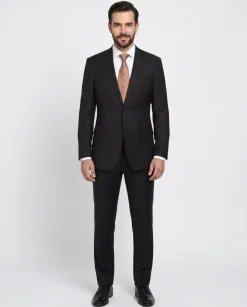 English Laundry Dark Navy With Burgundy Check Slim Fit 2 Button Stretch Suit