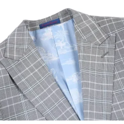 English Laundry Glen Plaid Grey Slim Fit Notch Lapel Two button Stretch Suit
