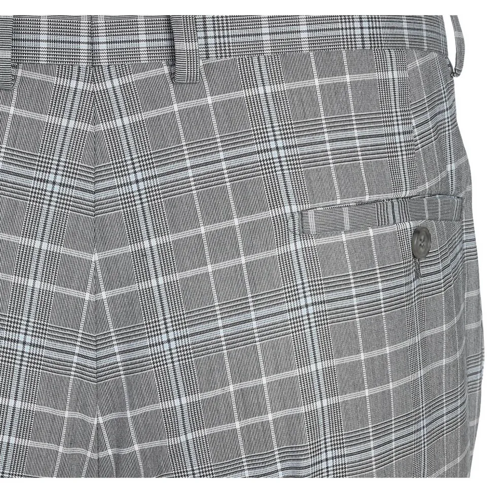 English Laundry Glen Plaid Grey Slim Fit Notch Lapel Two button Stretch Suit