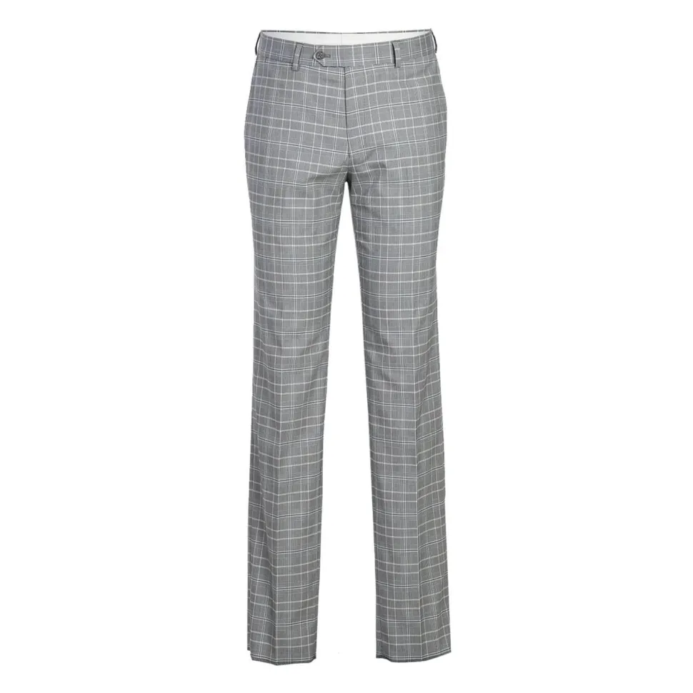 English Laundry Glen Plaid Grey Slim Fit Notch Lapel Two button Stretch Suit