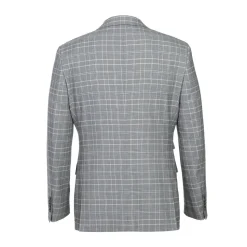 English Laundry Glen Plaid Grey Slim Fit Notch Lapel Two button Stretch Suit