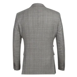 English Laundry Gray Glen Plaid Slim Fit Peak Lapel Double-Breasted Wool Suit