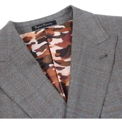 English Laundry Gray Glen Plaid Slim Fit Peak Lapel Double-Breasted Wool Suit