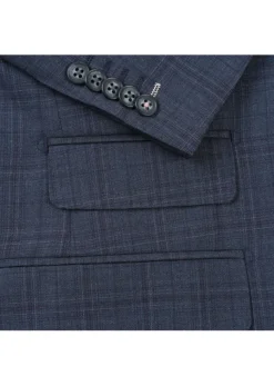English Laundry Gray Tonal Plaid Slim Fit Peak Lapel Wool Blend 2 Button Suit