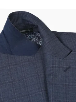 English Laundry Gray Tonal Plaid Slim Fit Peak Lapel Wool Blend 2 Button Suit