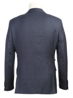 English Laundry Gray Tonal Plaid Slim Fit Peak Lapel Wool Blend 2 Button Suit