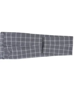 English Laundry Gray Windowpane Slim Fit Notch Lapel Wool Blend Stretch 2 Button Suit